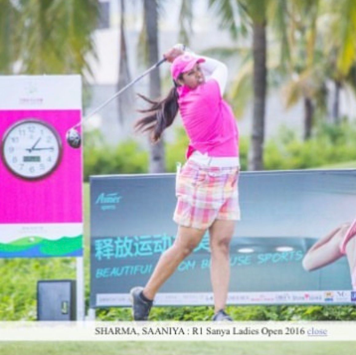 Saaniya Sharma playing at the Sanya Ladies Open. Sanya, China. 2016